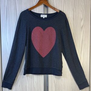 Wildfox Dark Gary Red Heart ❤️ Sweatshirt